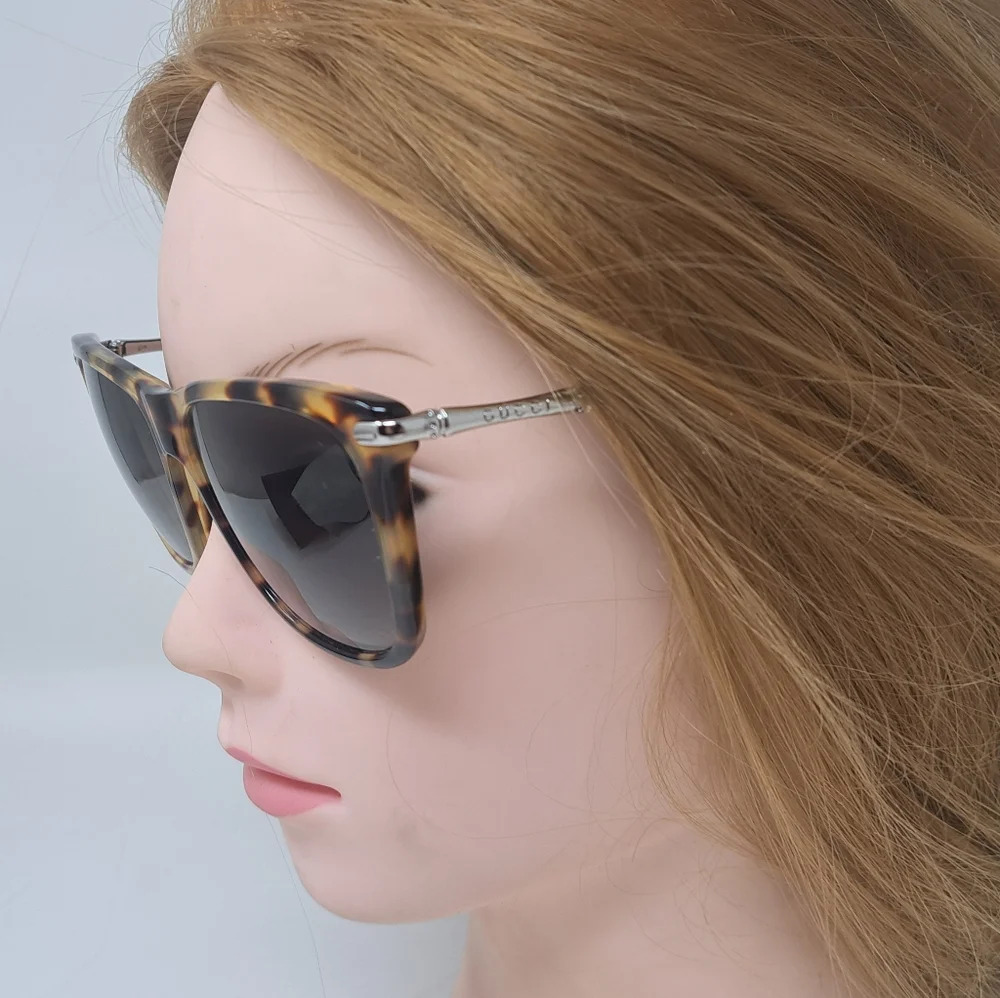 Gucci Sunglasses Silver Bamboo Square Tortoise Gray Gradient GG3778/S  54-15-130 - Picture 14 of 15
